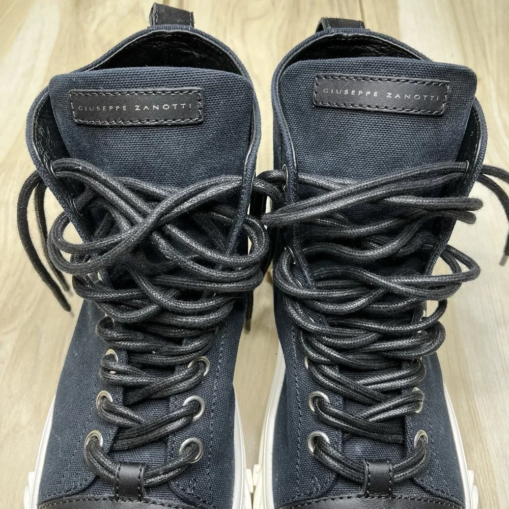 Giuseppe Zanotti Blabber High top Double Lace Mens 42 (US Size 9) Black White
